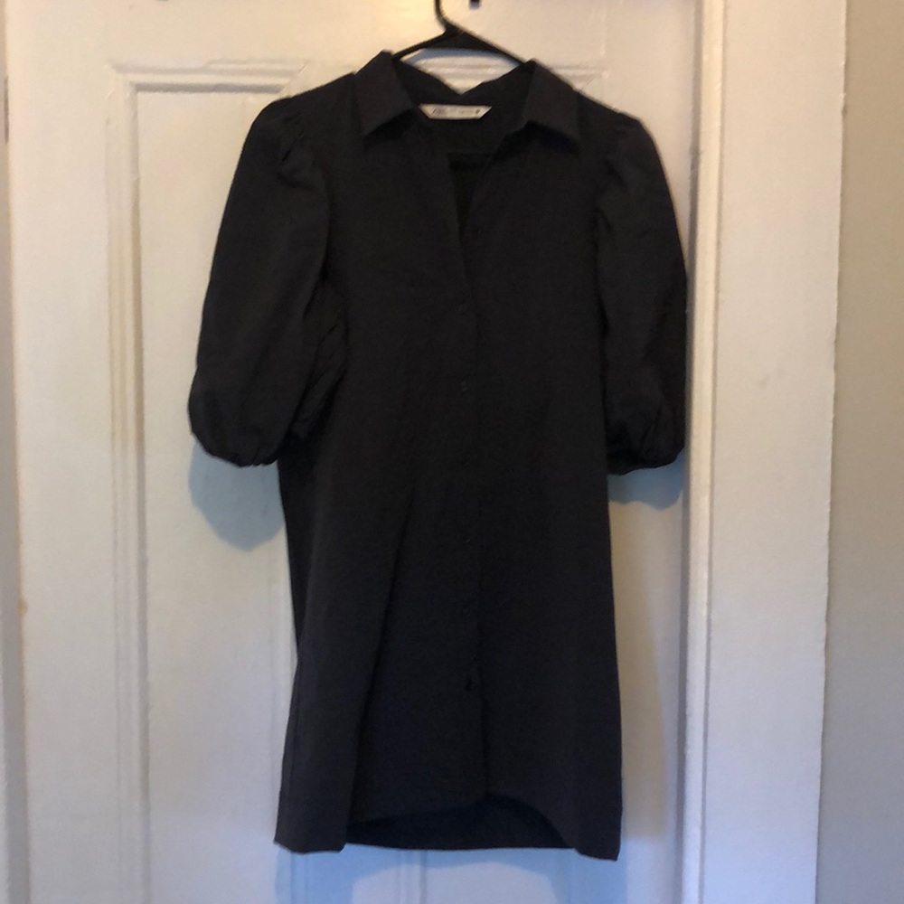 Black puff sleeve dress